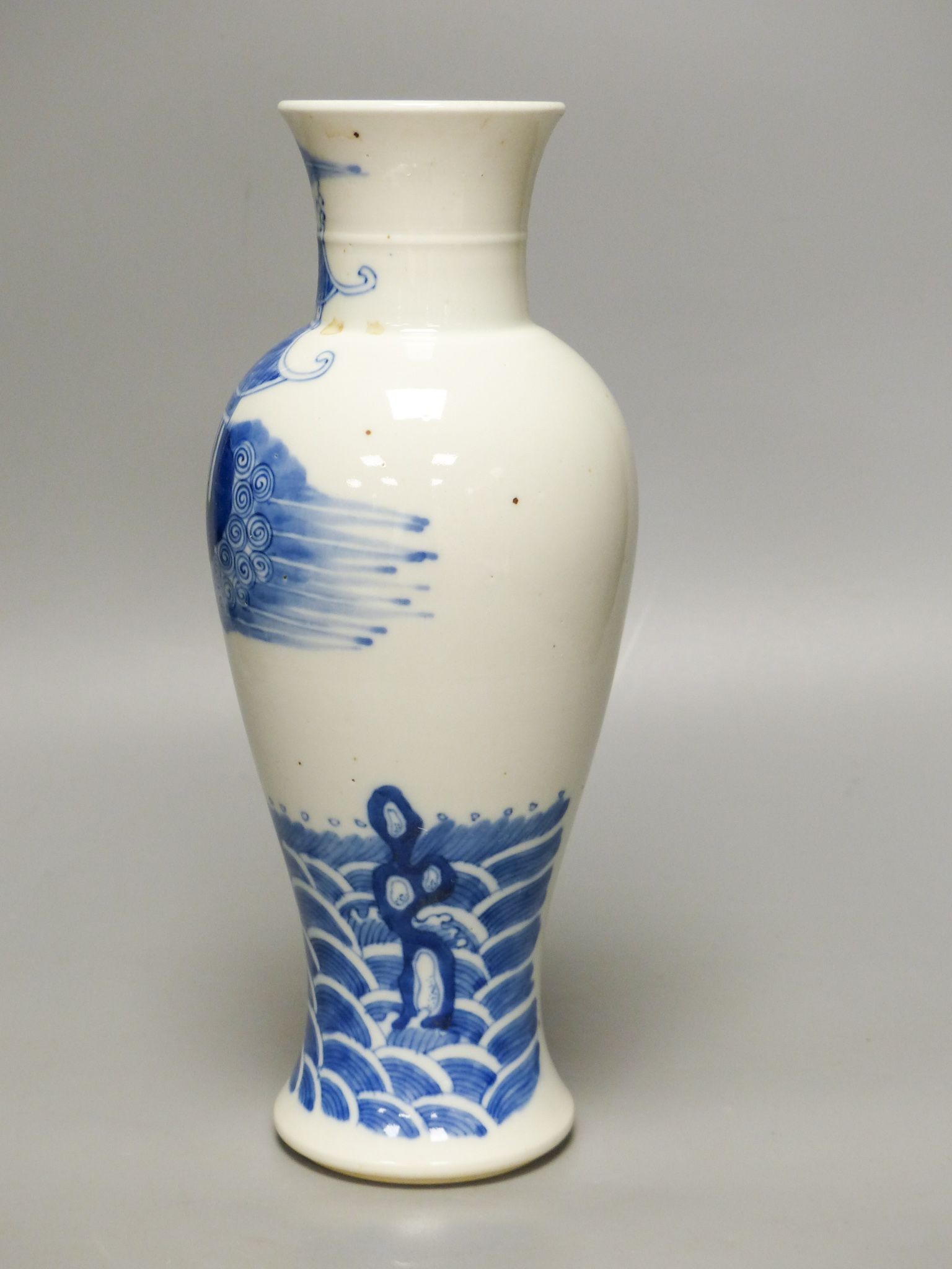 A Chinese blue and white ‘carp’ baluster vase 29cm